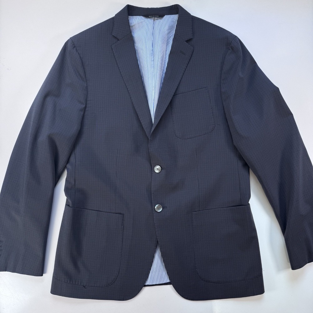 BANANA REPUBLIC‎ Tailored Fit Wool Suit Jacket Blazer Mens 42R Blue Check *Read